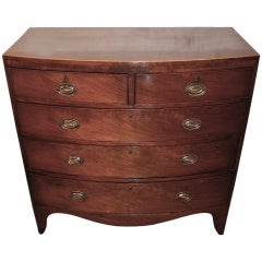 English Late Regency Mahogany Bow Front Chest of Drawers