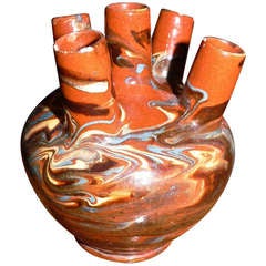 French Faience Flower Vase Antique French Faience Flower Vase