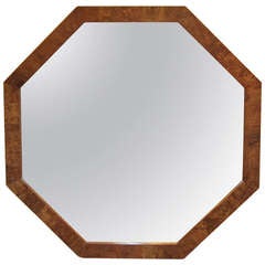 Large Octagonal Burl Wood Mirror