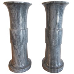Pair of Monumental Grey Marble Vases