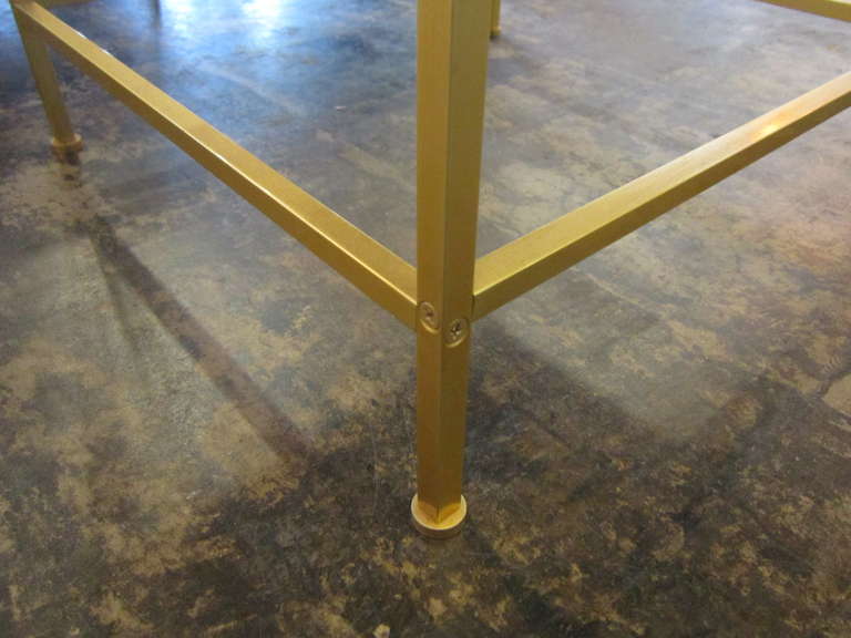 Brass and White Vitrolite Side Table in the Style of Paul McCobb For Sale 2