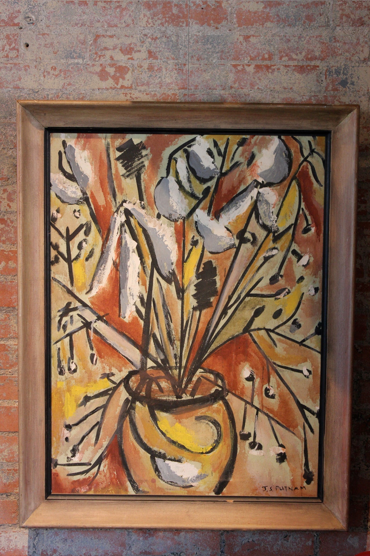 Abstract Floral Painting by J.S. Putnam For Sale