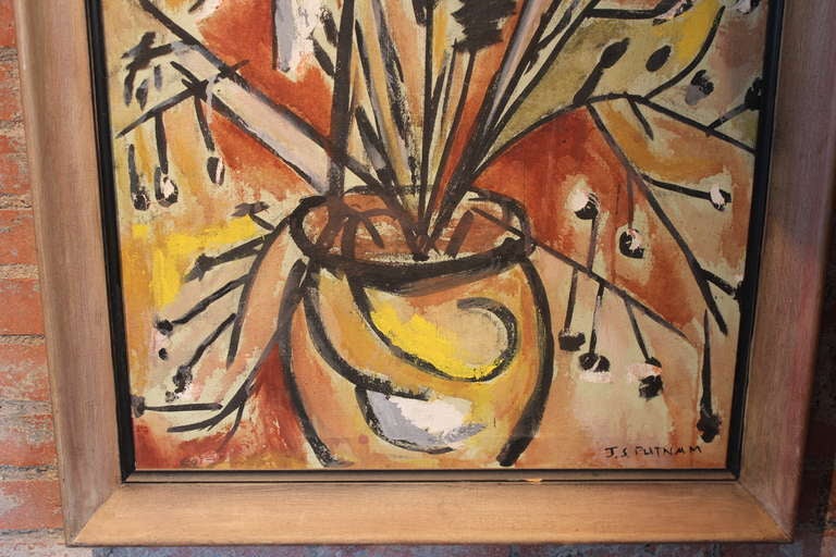 Mid-20th Century Abstract Floral Painting by J.S. Putnam For Sale