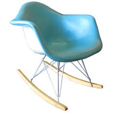 Vintage Early Upholstered Rocking Chair by Charles Eames
