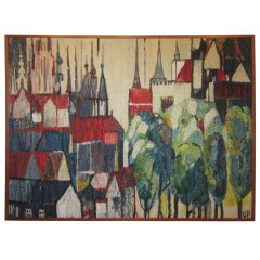 Cityscape Tapestry by Polish Artist Piotr Grabowski