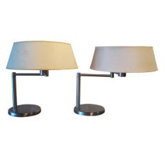 Pair of Swing Arm Table Lamps by Walter Von Nessen