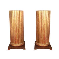 Pair of Gold Leaf Pedestals By Baker Furniture
