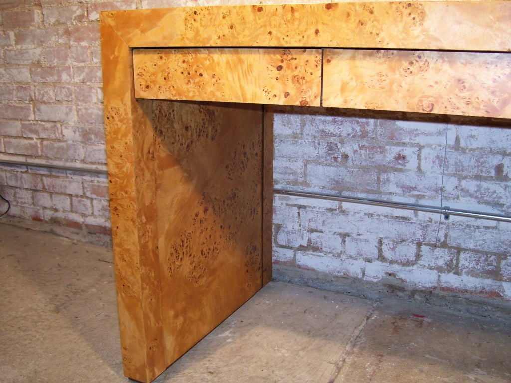 Burl Wood desk Designed by Milo Baughman 2