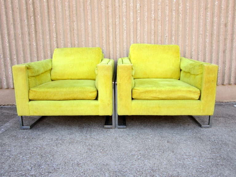 Chromed Framed Lounge Chairs Desighed by Norman Fox Macgregor