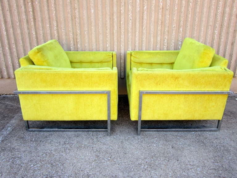 Mid-Century Modern Chromed Framed Lounge Chairs Desighed by Norman Fox Macgregor