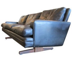 Leather Danish sofa on rosewood legs