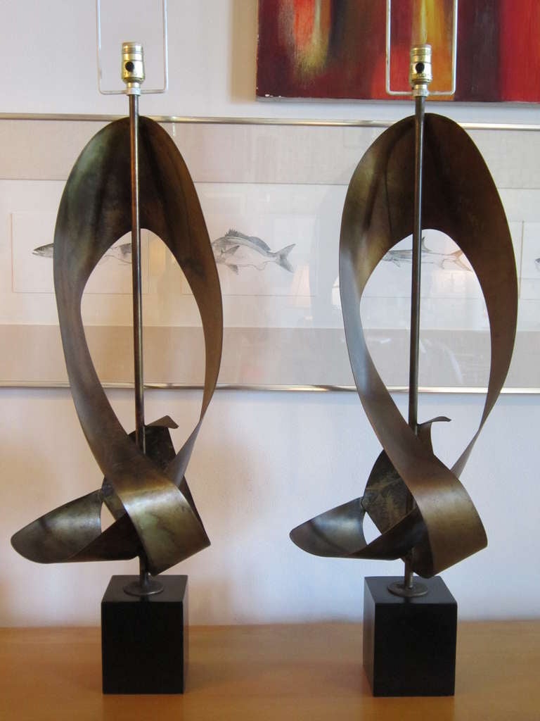 Metal Brutalist Lamps by Harry Balmer for Laurel Lamp