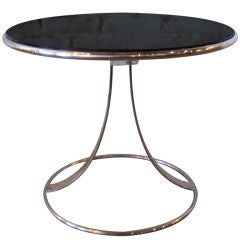 Vintage Chrome and Smoke Glass Side Table by Steelcase