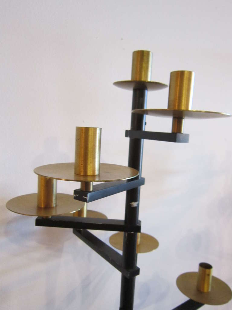 Brass and Steel Standing Candelabras 4