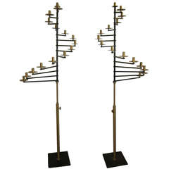 Brass and Steel Standing Candelabras
