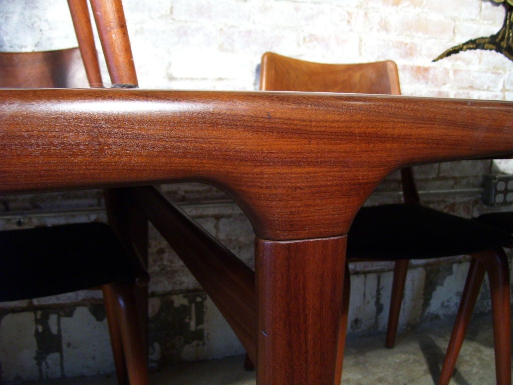Teak Danish Modern Draw Leaf Dining Table and Eight Chairs 3