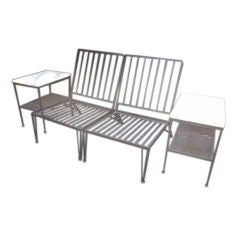 Outdoor Settee and pair of tables by Salterini