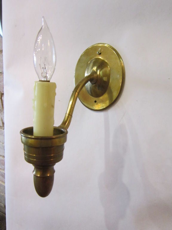 American Electrified Brass Candle Sconce For Sale