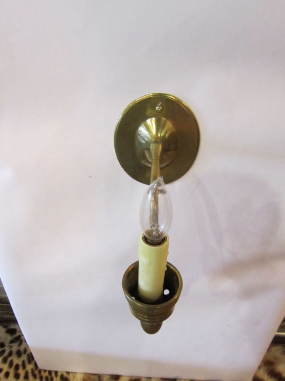 Electrified Brass Candle Sconce In Good Condition For Sale In Dallas, TX