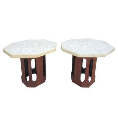 Pair of stone top tables attributed to Harvey Probber