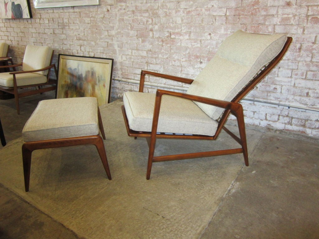 Danish Recliner and Ottoman Designed by Ib Kofod-Larsen 1