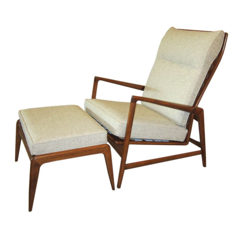 Danish Recliner and Ottoman Designed by Ib Kofod-Larsen