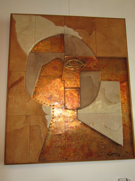 Large Scale Copper and Suede Wall Relief
