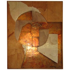 Large Scale Copper and Suede Wall Relief