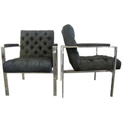 Tufted Lounge Chairs by Milo Baughman