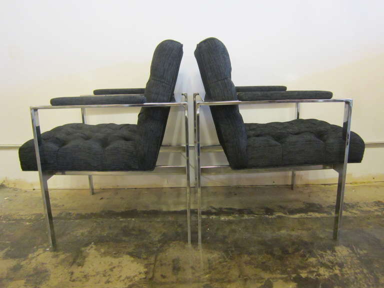 Mid-Century Modern Tufted Lounge Chairs by Milo Baughman For Sale
