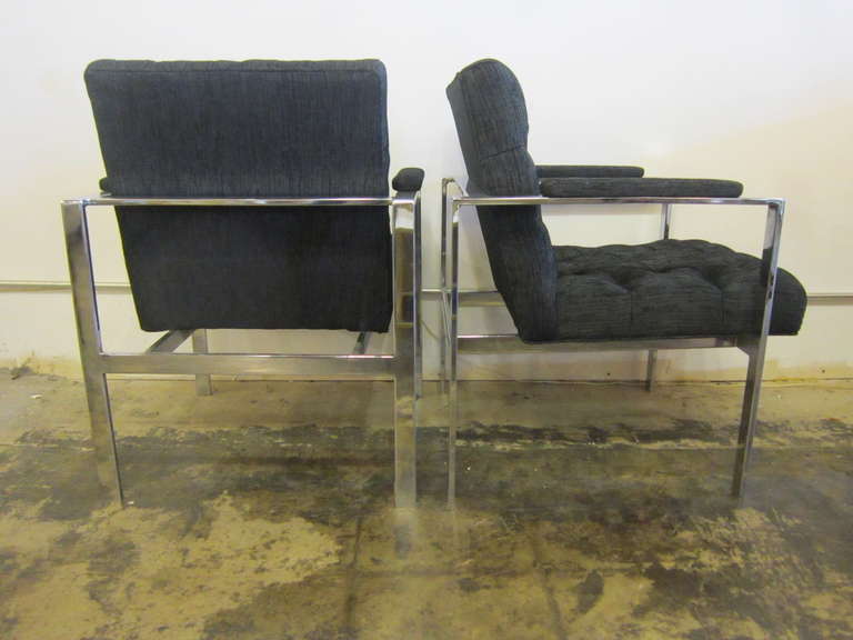 American Tufted Lounge Chairs by Milo Baughman For Sale