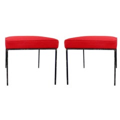 Pair Of Iron Stools By Paul Mccobb