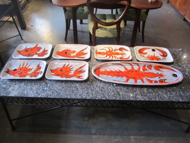 Large lobster platter and fish plate set