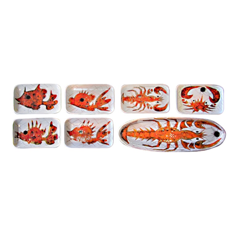 Large lobster platter and fish plate set For Sale at 1stDibs