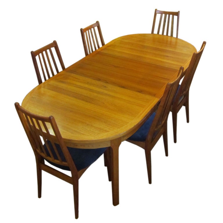 Danish Modern Dining Table with Six Chairs at 1stDibs