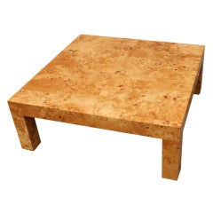 Burl wood coffee table by Milo Baughman