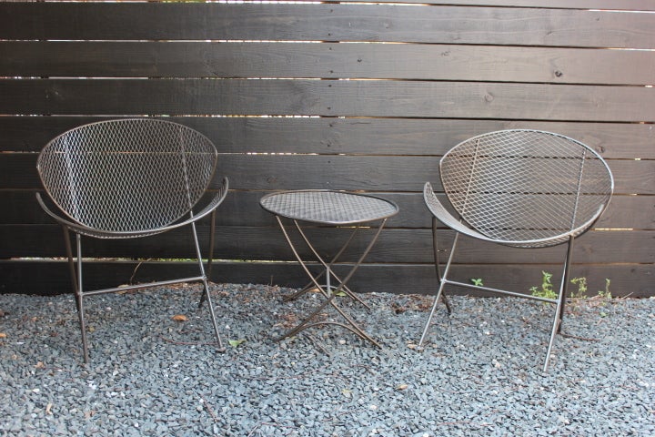 Mid-20th Century Pair of clam chairs and table by Salterini