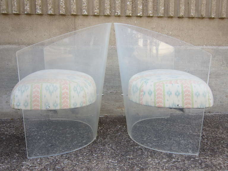 American Acrylic Barrel Back Lounge Chairs