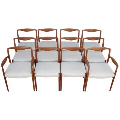 Set of 12 Teak Dining Chairs Designed by Kai Lyngfeldt Larsen