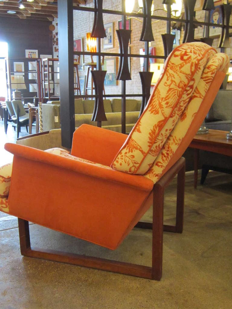 Walnut Danish Modern Chair and Ottoman