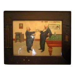 Color Lithograph in Original Frame Billiards/Corkscrew Interest
