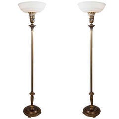 Pair of Art Deco Torchiere Floor Lamps