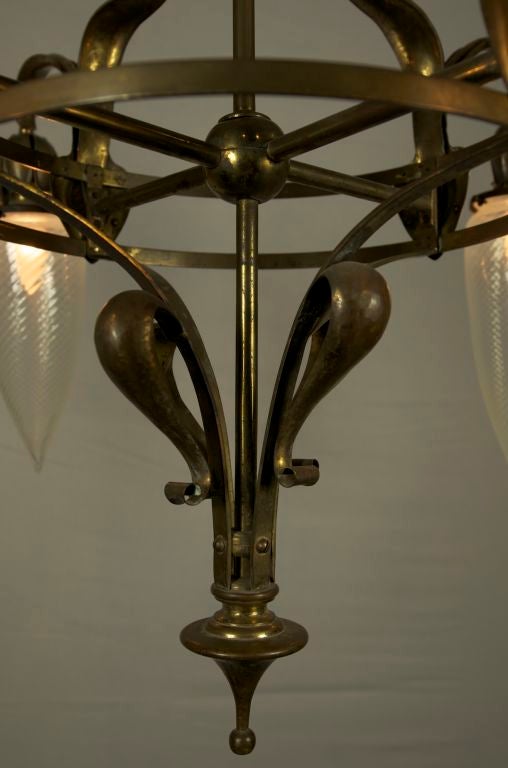 Brass Art Nouveau Chandelier