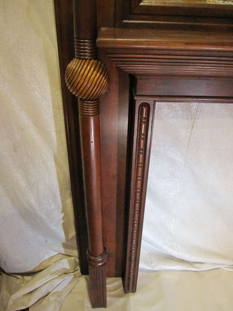 19th Century Victorian Aesthetic Fireplace Mantle w/Original Beveled Mirror