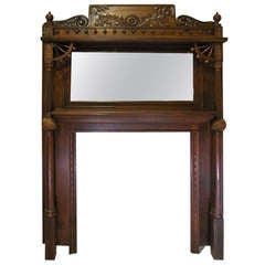 Antique Victorian Aesthetic Fireplace Mantle w/Original Beveled Mirror