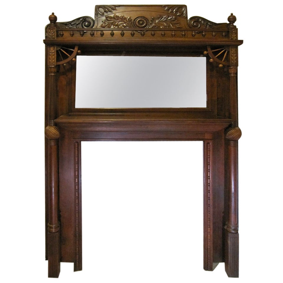 Victorian Aesthetic Fireplace Mantle w/Original Beveled Mirror
