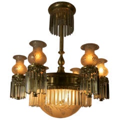 Edwardian Crystal and Silvered Bronze Chandelier