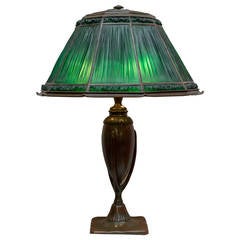 Tiffany Studios Green Linenfold Table Lamp