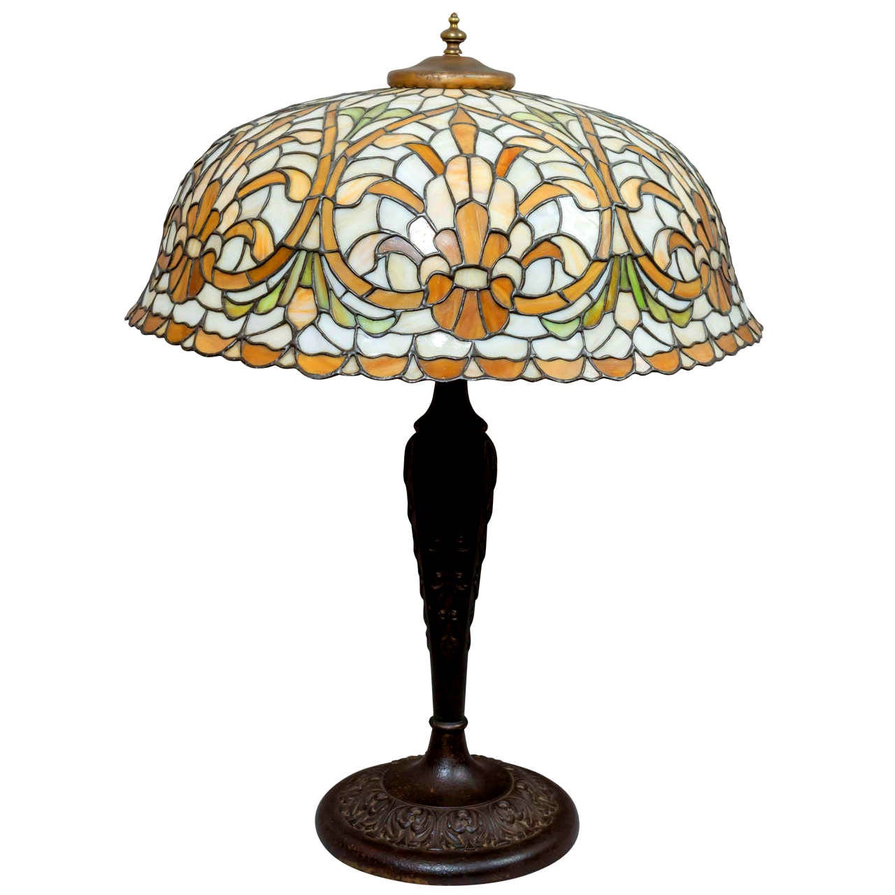 Leaded Glass Table Lamp by "Lamb Bros" Ca.1915