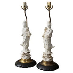Pair of Chinese Import  Porcelain Lamps